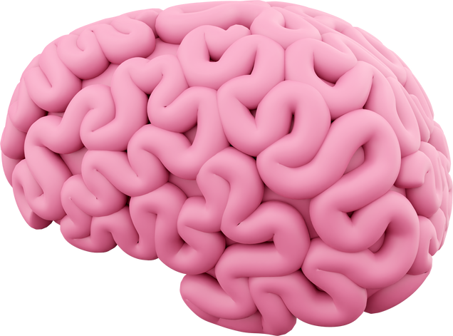 3d render minimal pink brain, thinking comic speech bubble. 3d rendering brain cartoon icon.